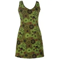 Vishes Sommerkleid Ärmelloses Blumenkleid aus Baumwolle bedruckt Hippie, Goa, Elfen Style