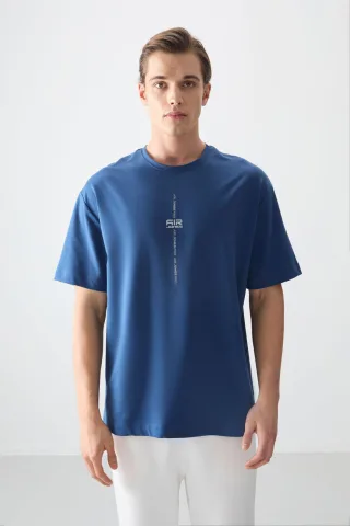Übergröße Bedrucktes Rundhals-T-Shirt