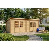 Alpholz Gartenhaus Holz Maria Twin, BxT: 598x272 cm, in Naturbelassen mit 28mm Wandstärke