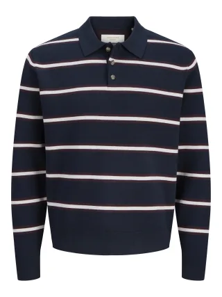 JACK&JONES - JORATOCHA KNIT STRIPE POLO JNR Blau - Gr. - 152