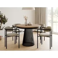 Compleo Esstisch Rund, Säulengestell mit Rillenstruktur DAST (TOPSELLER), Ausziehbar Ø: 100cm