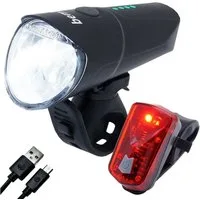 bemiX Fahrradbeleuchtung LED Fahrradlicht Set USB Akku Wiederaufladbar Fahrradbeleuchtung StVZO