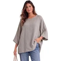 WENOR Blusentop Damen Musselin Oversize Bluse Fledermausärmel lockerer Schnitt, weiter Fall, luftige Sommer Tunika