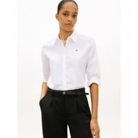 Tommy Hilfiger Hemdbluse STRETCH REGULAR LS SHIRT mit gesticktem Tommy Hilfiger Logo, Regular Fit