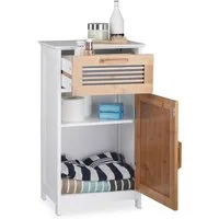 relaxdays Badregal Badschrank schmal mit Schublade