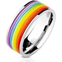 BUNGSA Fingerring 57 (18.1) - Ring Rainbow Bunt aus Edelstahl Unisex (Ring, 1-tlg), Damen Herren