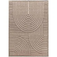 TaraCarpet Teppich Indoor und Outdoor Teppich wetterfest Barcelona Wave Boho Style, rechteckig, Höhe: 10 mm, Wave Boho beige Wohnzimmer Schlafzimmer Esszimmer 120X160