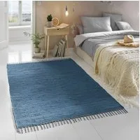 TaCa Home Teppich Handweb Flicken-Teppich Fleckerl, rechteckig, Höhe: 5 mm, Blau - 90 x 160 cm