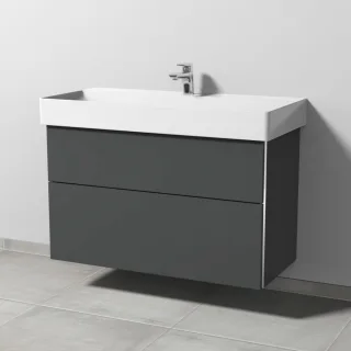 Sanipa 3way Waschtischunterbau zu Duravit Dura Square Waschtisch mit 2 Auszügen, Anthrazit-Matt BR42722