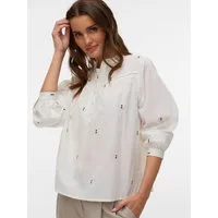 Vero Moda Langarmbluse VMIRIS LS TOP NOOS Baumwolle, allover bestickt