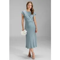 SWING Cocktailkleid - Midi Kleid mit Knoten Detail Figurbetonte Passform mit fließendem Rockteil