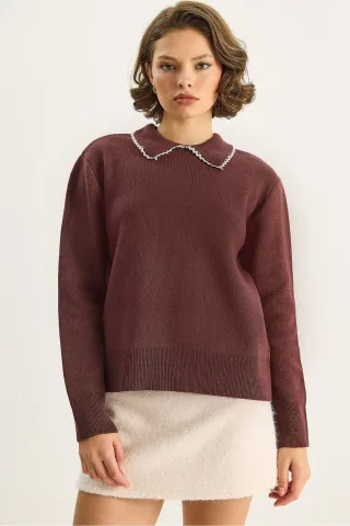 Strickpullover mit Hemdkragen