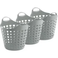 Kreher Wäschekorb Flexi Korb 35 Liter mit Loch (Farbe/Set wählbar) (3 St)