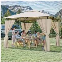 HOMALL Pavillon Winddicht und Wasserdicht, 300x300/300x400cm Pavillon für 4-8 Personen, mit 4 Seitenteilen, (mit LED-Beleuchtung(Akkus: 1 St) und ohne LED-Beleuchtung(Akkus: 0 St) 180G-PU-Polyester Abnehmbare Seitenwände), Patio Pavillon Für Garten, 