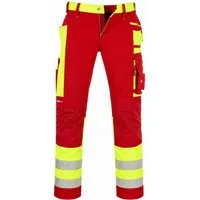 Engelbert Strauss Arbeitsbundhose Warnschutz-Bundhose e.s.motion 24/7 Herren rot/warngelb hochwertige Reflexstreifen