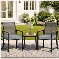 TLGREEN Gartenlounge-Set 3-teiliges Gartenmöbel-Set aus Eisen und Rattan – 2 Stühle + 1 Tisch, (3-tlg., 2 Gartenstuhl,1 Gartentisch, mit Kissen), für Terrasse, Garten und Veranda