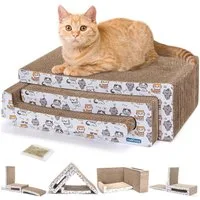 nobleza Kratzpappe Katze Kratzbrett Kratzpappe für Katzen 3 in 1 mit Katzenminze