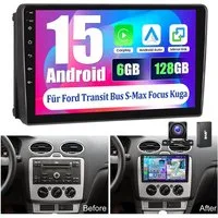 ESSGOO DAB+ Android 15 Für Ford Focus Transit MK7 Fiesta Kuga GPS NAVI 6+128G Autoradio (RDS, 6GB+128GB, 4G LTE, FM, AM, DAB+ (optional), Drahtlos Carplay und Android Auto. Zoll Octa-Core)
