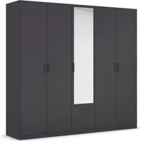 rauch Drehtürenschrank Kleiderschrank Schrank Garderobe Wäscheschrank BARI mit Spiegel mit Schubasten mittig, moderner Griff in Graumetallic MADE IN GERMANY
