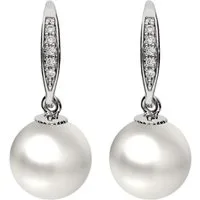 LÖB Perlenohrringe Ohrringe Hängend Zirkonia Stein Perlen Anhänger Perlenohrringe Silber (Geschenke für Frauen Beste Freundin Mutter Mama Damen Ehefrau sie zum Geburtstag Ostern Muttertag Muttertagsgeschenk, Inkl. Schmuckbox), Damen Ohrhänger Perlena