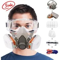 ibettertec Atemschutz-Vollmaske 17-in-1 Vollgesichts-Atemschutzmaske 6200, Sprühfilter, Sprühfilter, Chemikalienschutz, für Heimwerker