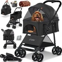Lovpet Hundebuggy 2in1 Hundewagen max. bis 20kg Buggy für Haustiere, (Hundebox & Tasche mit Regenschutzabdeckung Getränkehalter Kuscheldecke), Haustier- & Katzenbuggy faltbar & klappbar mit Netzfenster
