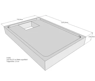 Neuesbad Wannenträger für Bette superflach 110x75x3,5 SD22776