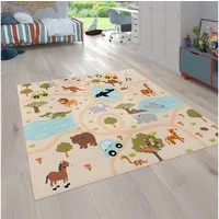 Paco Home Kinderteppich Bino 580, rechteckig, Höhe: 4 mm, Spielteppich, Motiv Straße & Autos, Kinderzimmer