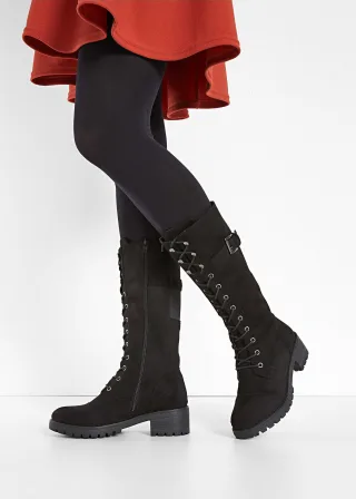 bonprix Schnürstiefel, schwarz, Gr.39, Stylischer Schnürstiefel für jedes Outfit, aus Vegan
