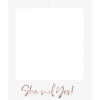 partydeco Papierdekoration, Fotobox - Selfie Fotorahmen She said Yes 50x59cm weiß / rosegold