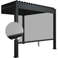 Juskys Pavillonseitenteil Tahiti, 300x240 cm, 3 m, Seitenwand für Lamellendach, Alu & Stoff, Rollo einstellbar