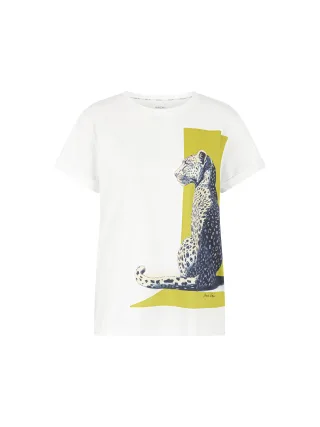 Marc Cain Collections - T-Shirt mit Leo-Print white - Gr. - 36