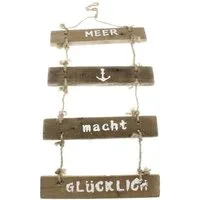 Macosa Home Wanddekoobjekt Dekoschild Holz Meer maritim Holzschild Dekohänger 42 cm Sommerdeko, Holzhänger Hängedeko Badezimmer-Dekoration Wanddeko Gartendeko