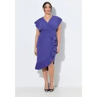 Ulla Popken Midikleid Bodycon-Jerseykleid Rüsche V-Ausschnitt Cup-Ärmel