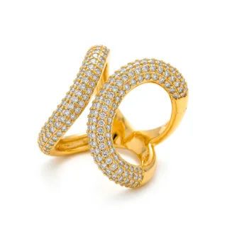Luxenter Ring mit funkelnden Zirkonia-Steinen, 18 Karat Gelbgold-Finish – Rudma
