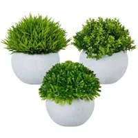 Kunstpflanze im Topf 3er Set Gras, Buchsbaum, relaxdays, Höhe 12 cm, A