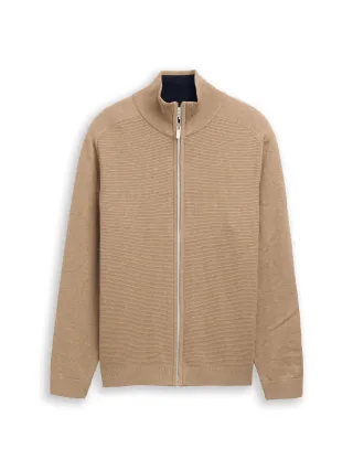 Tom Tailor - Strickjacke aus Baumwolle hazel brown melange - Gr. - XL