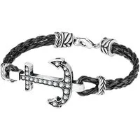 Taffstyle Armband Anker Armband Schwarz Kunstleder Kristalle Unisex maritimer Schmuck (Modisches Kunstlederarmband mit funkelndem Anker aus Kristallen - tolle Geschenkidee)