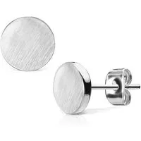 BUNGSA Ohrring-Set Silber - Ohrstecker rund gebürstet Silber aus Edelstahl Damen (1 Paar (2 Stück), 2-tlg), Ohrschmuck Ohrringe