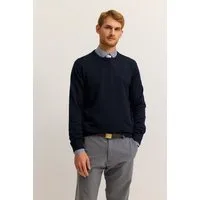 bugatti Rundhalspullover Regular Fit Basic Essential aus reiner Baumwolle