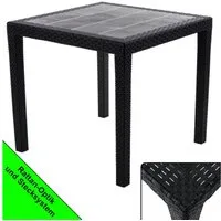 Progarden Gartentisch Kunststoff Anthrazit Rattanoptik Bistro 80 x 80 cm (Stück, 1-St., Packung), UV-Beständig, Robust, Wetterfest, Made in Italy, Hochwertig