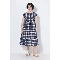 Ulla Popken Midikleid Midikleid Punkte A-Linie Rundhals Halbarm