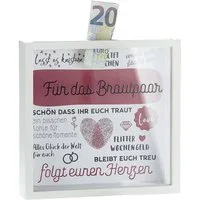 GILDE Dekoobjekt 43456 – Für das Brautpaar – Hochzeitsspardose mit Sprüchen –, Hochzeitsgeschenk