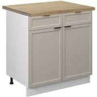 Vicco Unterschrank Fame-Line, GrauBeige/Weiß, 80 cm, AP Eiche (1-St)