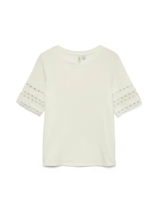 VERO MODA - VMIVACY 2/4 O-NECK TOP JRS BTQ Snow White - Gr. - XL