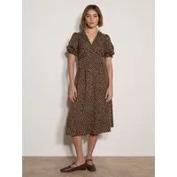 Apricot Midikleid Polka-Dot Rüschenkleid Gemustert