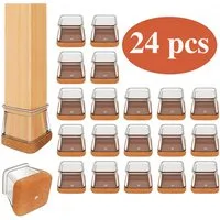 JASLIFE Filzgleiter Stuhlbeinkappen Stuhlbeinschoner rutschfest, Bodenschoner für Stühle, Geräuscharme Silikon-Filz Möbelgleiter (24 Stk), Kratzschutz