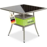 Juskys Gartentisch Yoro, eckig, aus Polyrattan, wetterfest & langlebig, pflegeleicht