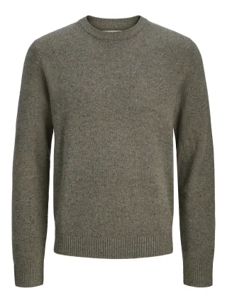 JACK&JONES - JPRBLULAMBSWOOL KNIT CREW NECK Stone Gray - Gr. - L