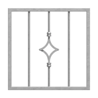 Fenstergitter Hamburg Stahl, Premium Modell Hamburg, Feuerverzinkter Stahl, 440 x 440 mm, Laibungsmontage, individuell konfigurieren